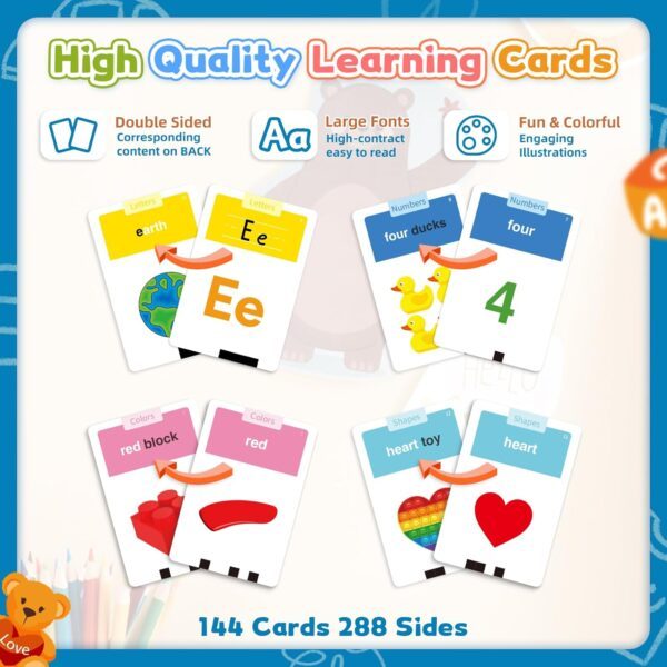 HOMESTEC Toddlers Speech Learning Toys, Upgraded Realistic Flash Cards, Sight Words with Sounds, British Accent, Educational Montessori Multi-Sensory Kit for Pre-school Kids Gifts (Space Blue) - Image 3