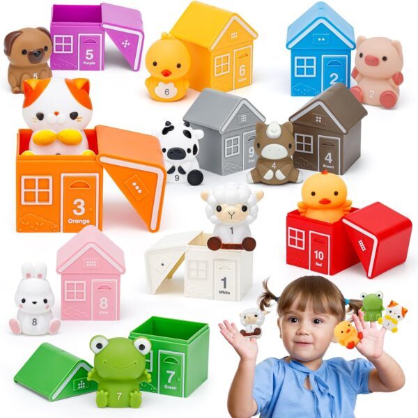 HappyGoLucky Toys for 1 2 3 Year Old Boys Girls, Farm Animals Toys for 1-3 Year Old Girl Gifts Toddler Toys Baby Toys Christmas Xmas Gifts for Kids Montessori Toys for 1-3 Year Old Birthday Presents