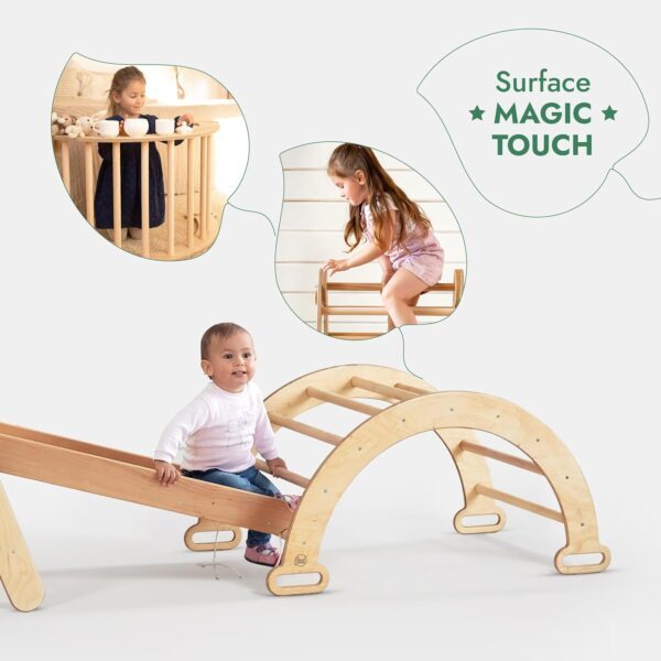 4-in-1 Indoor Climbing Frame for Toddlers - Wooden Triangle, Arch & Climbing Ramp & Net, Montessori Climbing Frame, Kids Wooden Gym, Foldable Climbing Toys for Kids 1-5 Age - Image 2
