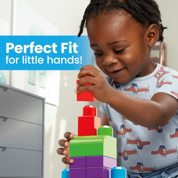 MEGA BLOKS Big Building Bag building set with 60 big and colorful building blocks, and 1 storage bag, toy gift set for ages 1 and up, DCH55 - Image 2
