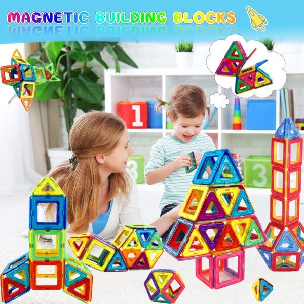 38PCS Magnetic Building Blocks Magnetic Tiles Magnets for Kids Construction Learning Educational Magnetic Toys for 3 4 5 6 Years Old Boys Girls Toddlers Kids Christmas Birthday Gifts for 3+ - Image 4