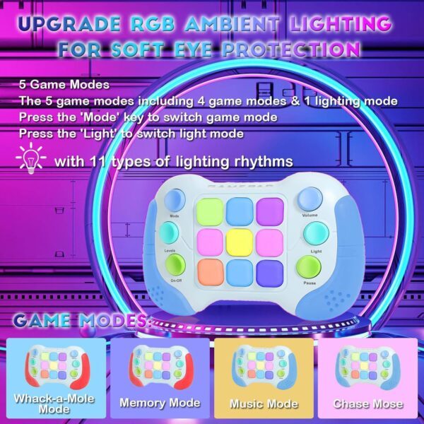 YouJabz Pop Fast Push Game Fidget Toys, Upgraded Flashing Handheld Game Console for Birthday Presents, Stress Relief Sensory Toy for Autism Kids,Pocket Quick Press Puzzle Gamepad Boys Girls Xmas Gifts - Image 2