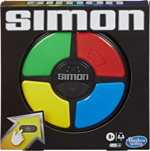 Hasbro Gaming, Simon, Electronic Memory Game, for Kids, Ages 8 and Up, Handheld Light and Sound Game, Classic Simon