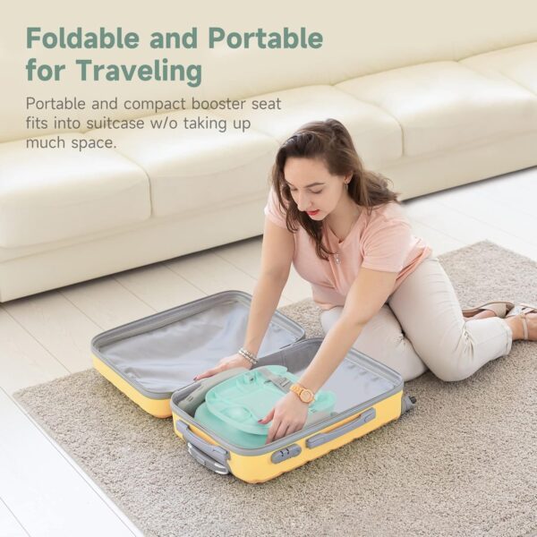 Yoleo Portable High Chair for Babies and Toddlers, Baby Booster Seat for Dining Chair, 6 Months to 3 Years, 15 kg, Height Adjustable, with Removable Tray Green - Image 2