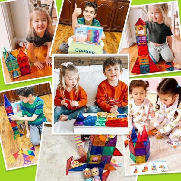 Magnetic Tiles Kids Toys STEM Magnet Toys for Toddler Magnetic Blocks Building Toys Preschool Learning Sensory Montessori Toys for 3+ Year Old Boys and Girls, Safe Creativity Toddler Kids Toys 40PCS - Image 4