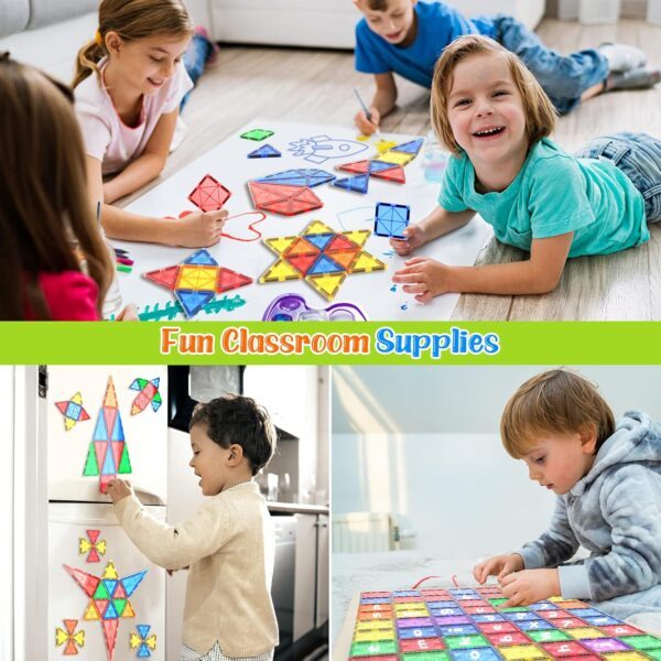 Magnetic Tiles Kids Toys STEM Magnet Toys for Toddler Magnetic Blocks Building Toys Preschool Learning Sensory Montessori Toys for 3+ Year Old Boys and Girls, Safe Creativity Toddler Kids Toys 40PCS - Image 5