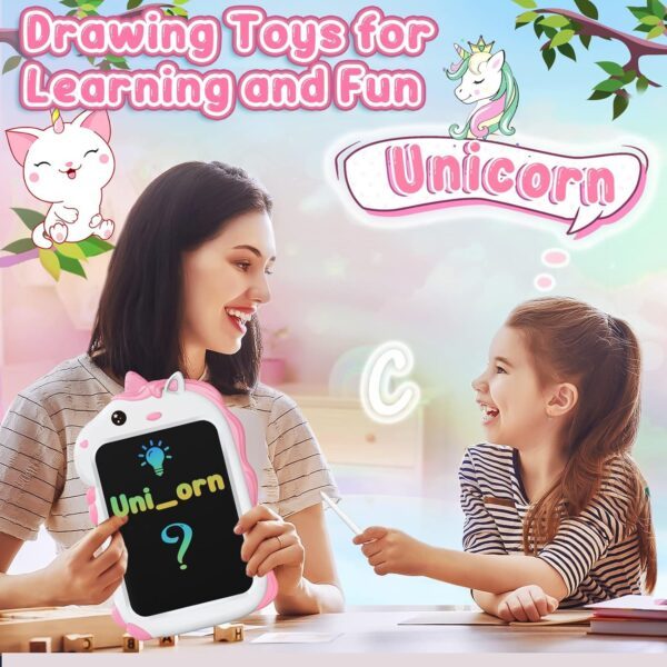 Unicorn Gifts for Girls Kids Toys - Girls Toddlers Toys Age 2 3 4 5 + Year Old Kids Advent Calendar LCD Doodle Writing Board Tablet Drawing Pad Birthday Christmas Gifts for Kids Girls Travel Toys - Image 3