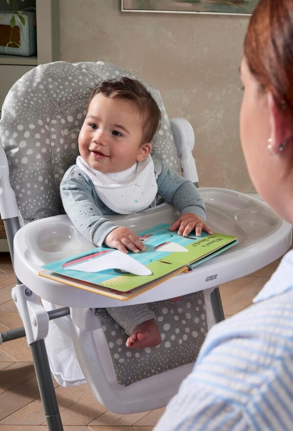 Mamas & Papas Snax Adjustable Highchair, Reclines, Foldable with Removable Tray, Grey Spot - Image 2
