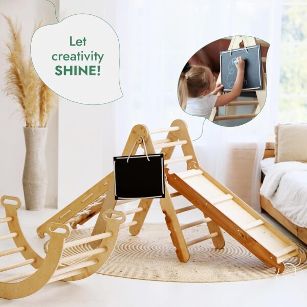 4-in-1 Indoor Climbing Frame for Toddlers - Wooden Triangle, Arch & Climbing Ramp & Net, Montessori Climbing Frame, Kids Wooden Gym, Foldable Climbing Toys for Kids 1-5 Age - Image 7