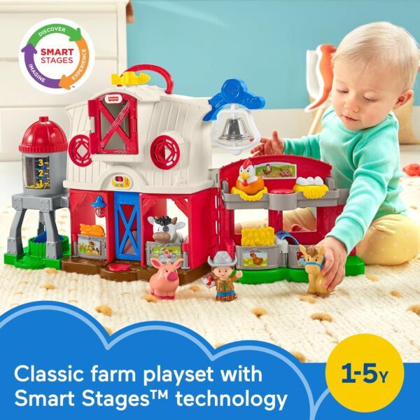 Fisher-Price Little People Caring for Animals Farm | Toddler Toys with Farm Animals, Lights and Sounds | Childs Farm Baby Toys | Farm Animal Toys for 1 Year Olds to 5 Year Olds | UK English, GLT78 - Image 2