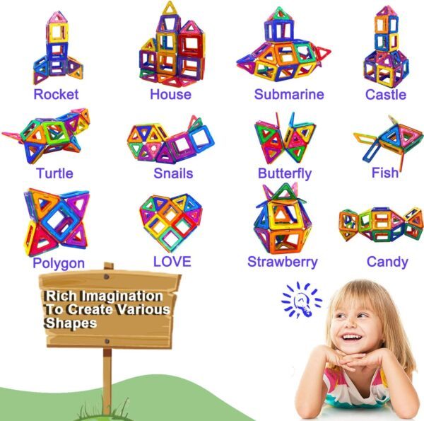 38PCS Magnetic Building Blocks Magnetic Tiles Magnets for Kids Construction Learning Educational Magnetic Toys for 3 4 5 6 Years Old Boys Girls Toddlers Kids Christmas Birthday Gifts for 3+ - Image 3